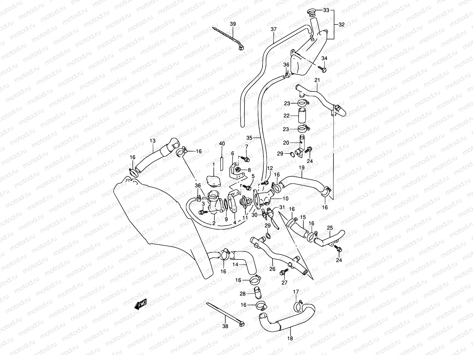 18 - RADIATOR HOSE (MODEL P/R)