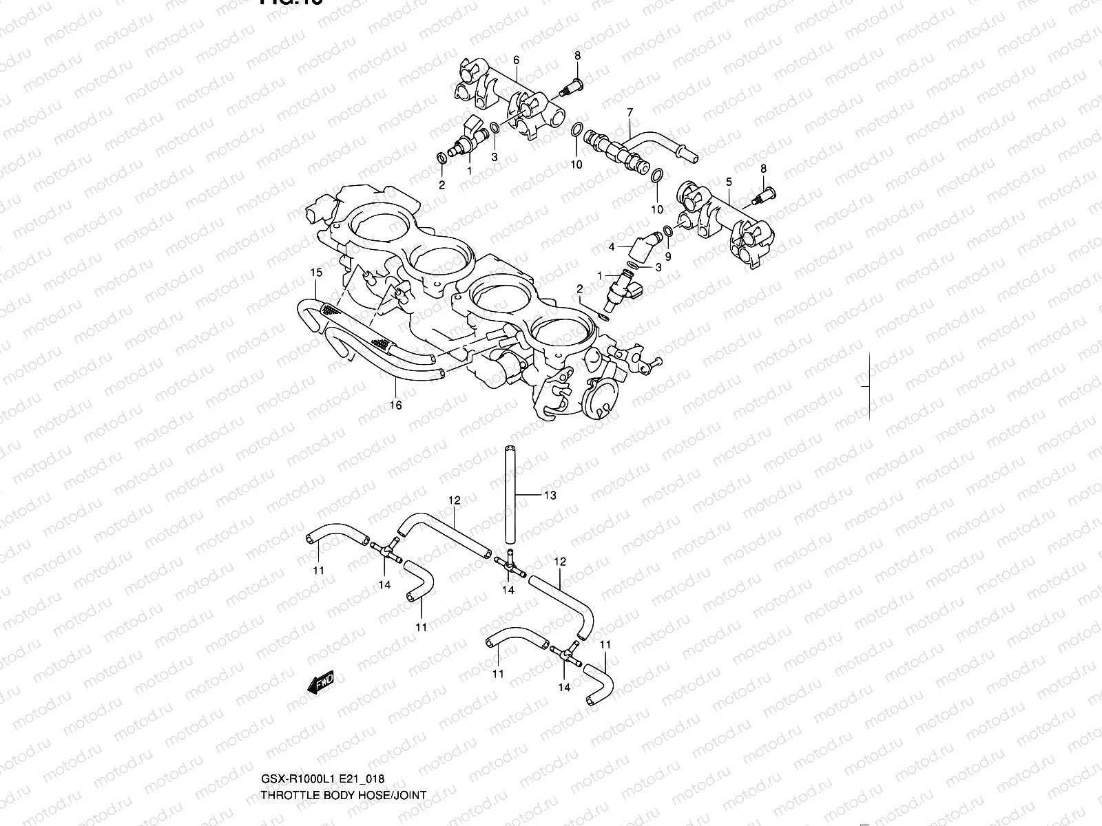 18 - THROTTLE BODY HOSE/JOINT (GSX-R1000L1 E21)