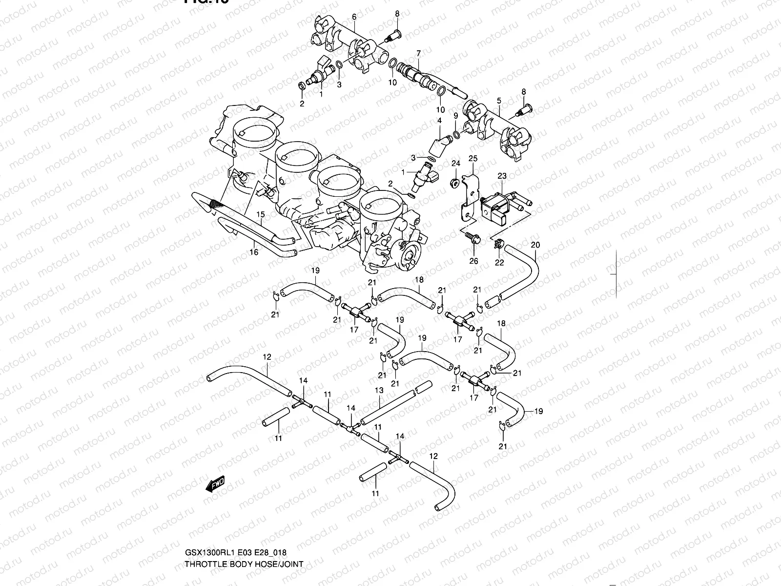 18 - THROTTLE BODY HOSE/JOINT (GSX1300RL1 E33)