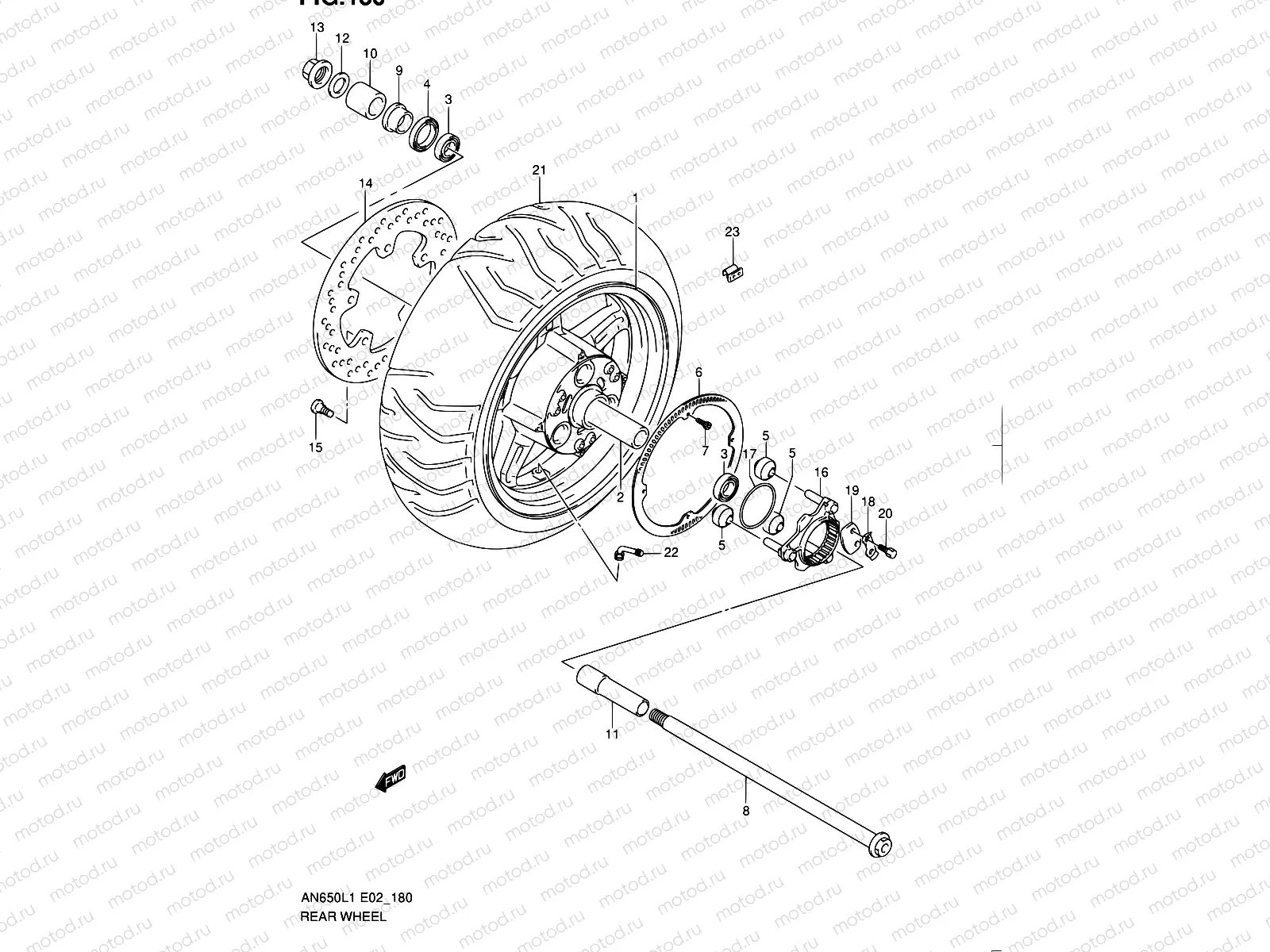 180 - REAR WHEEL (AN650AL1 E19)