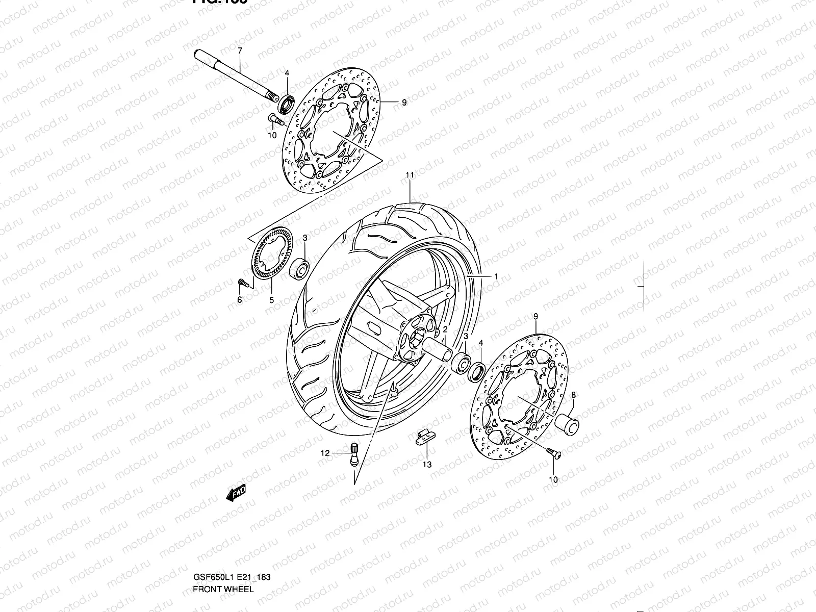 183 - FRONT WHEEL (GSF650SAL1 E21)