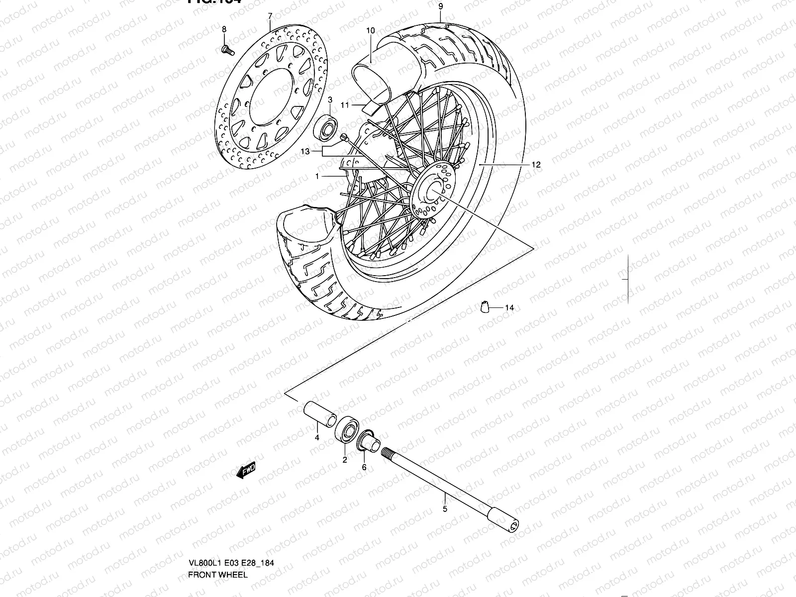 184 - FRONT WHEEL (VL800L1 E28)