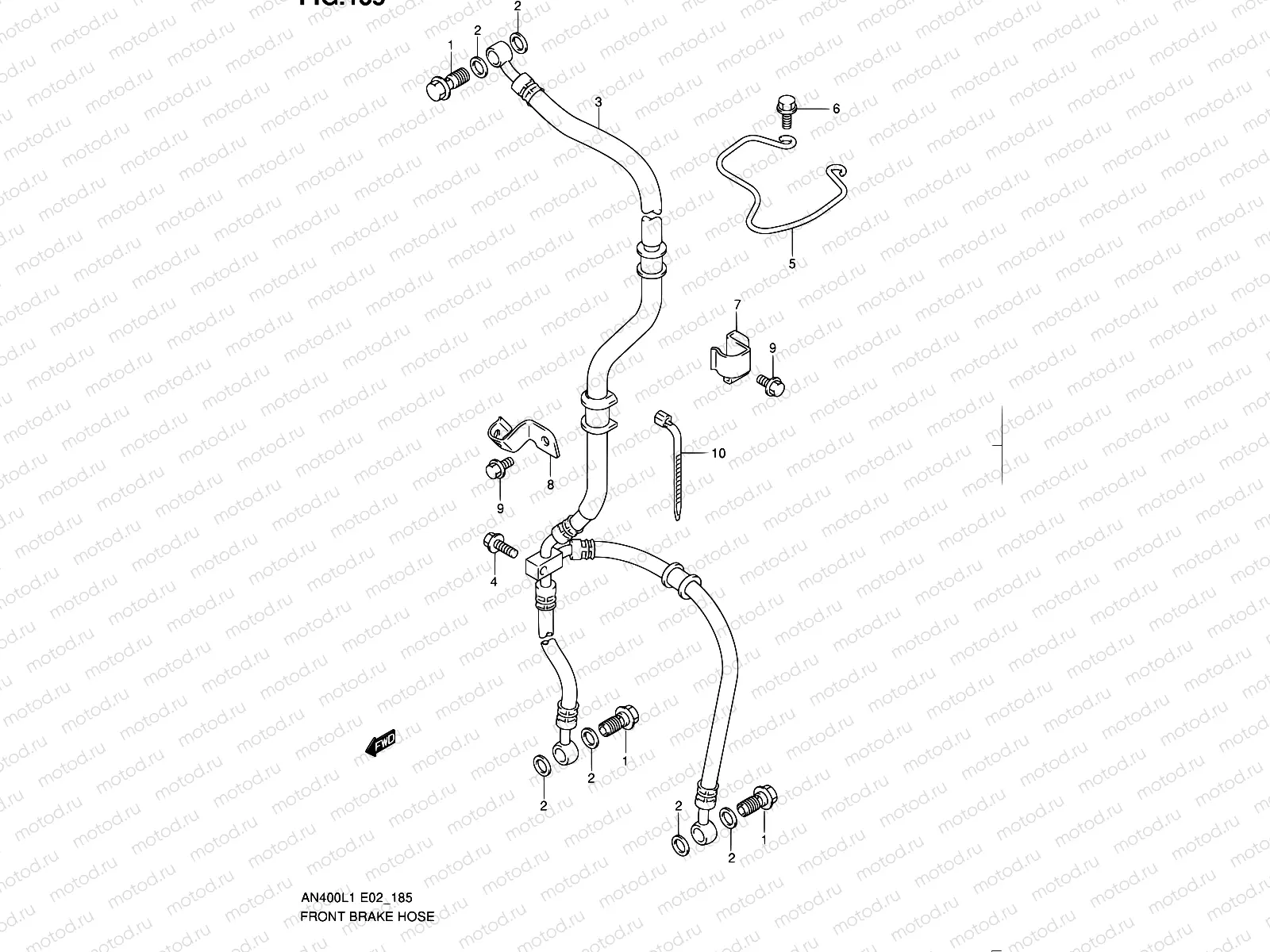 185 - FRONT BRAKE HOSE (AN400L1 E19)