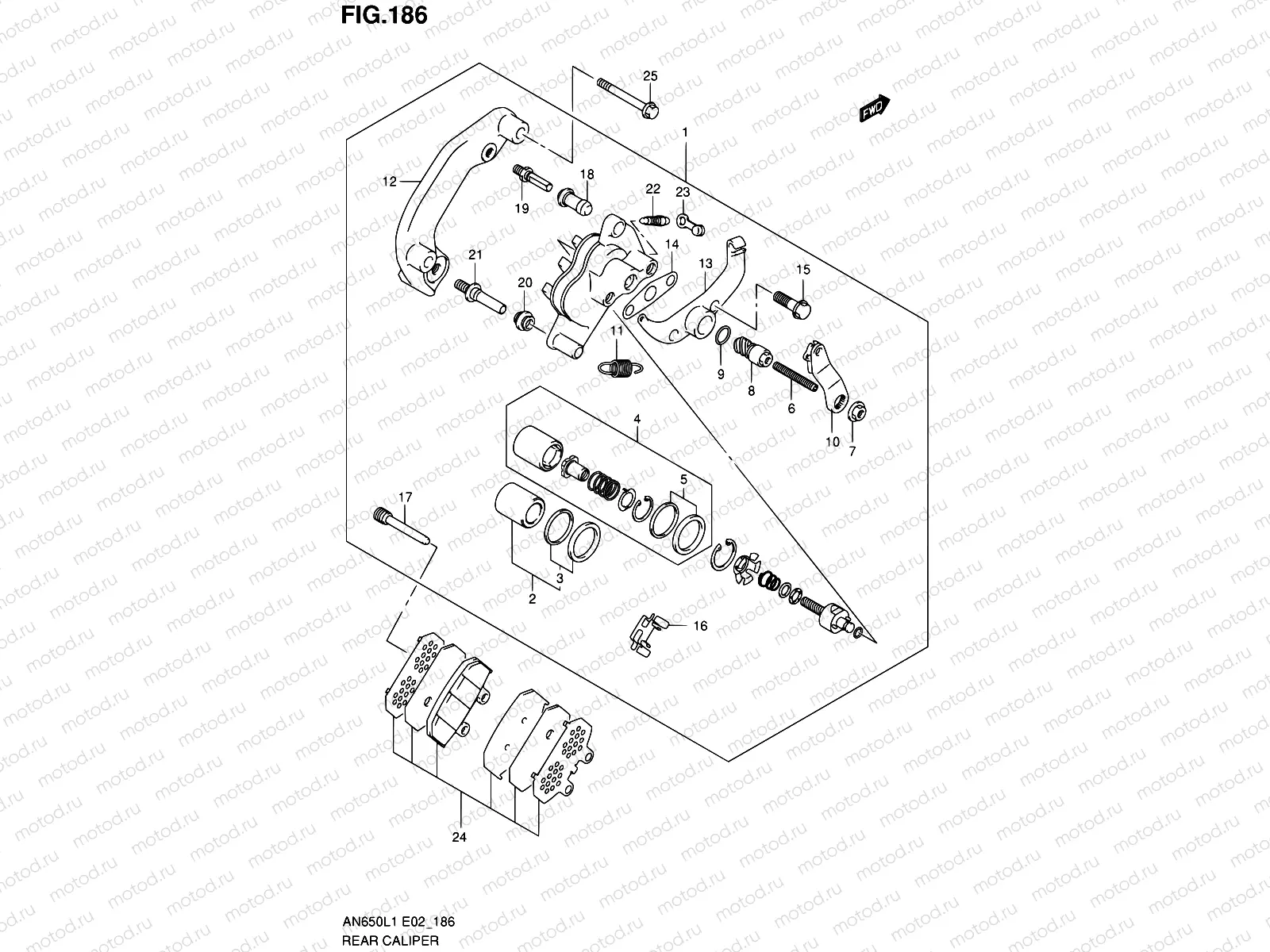 186 - REAR CALIPER (AN650AL1 E24)