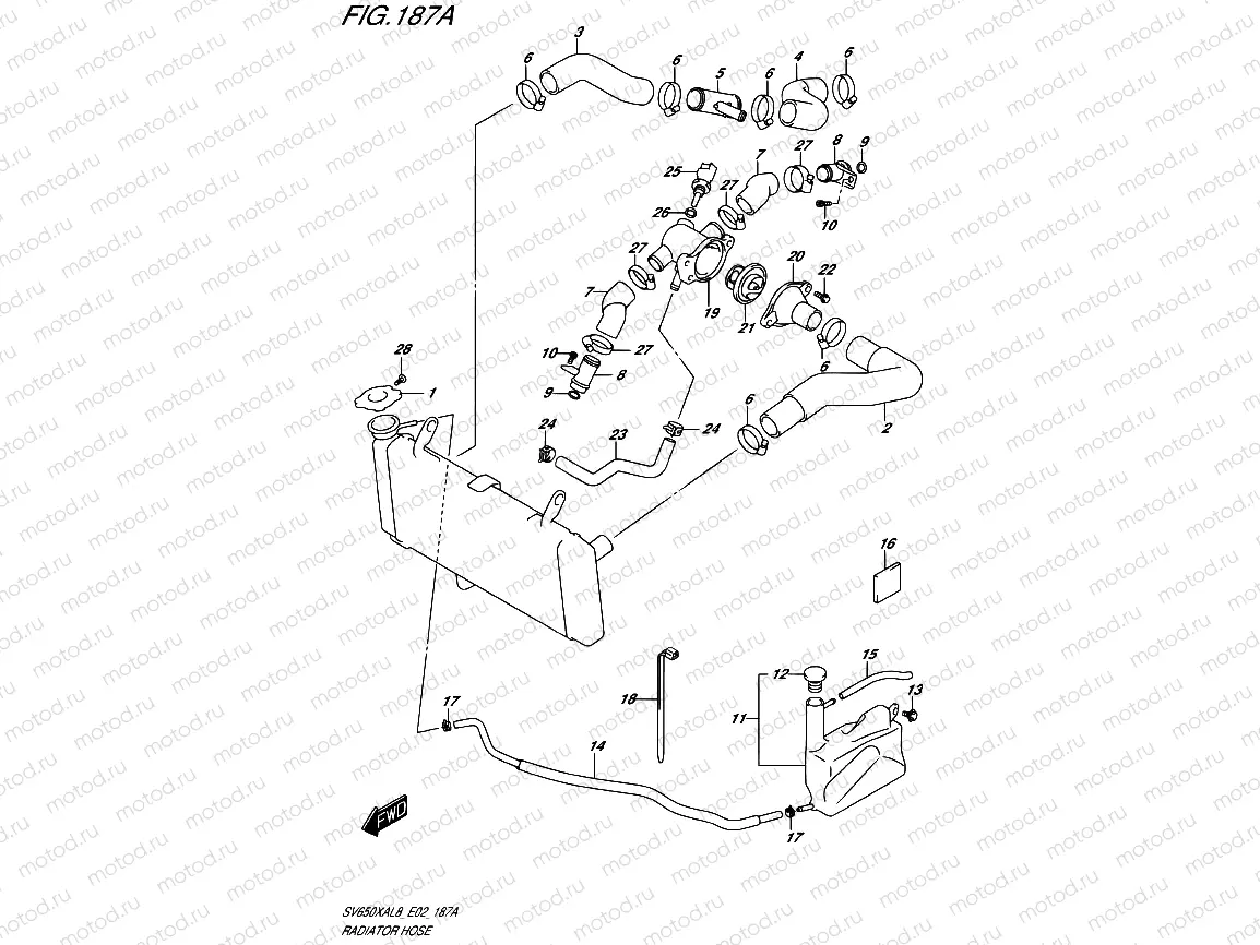 187A - RADIATOR HOSE (SV650XAL8 E02)