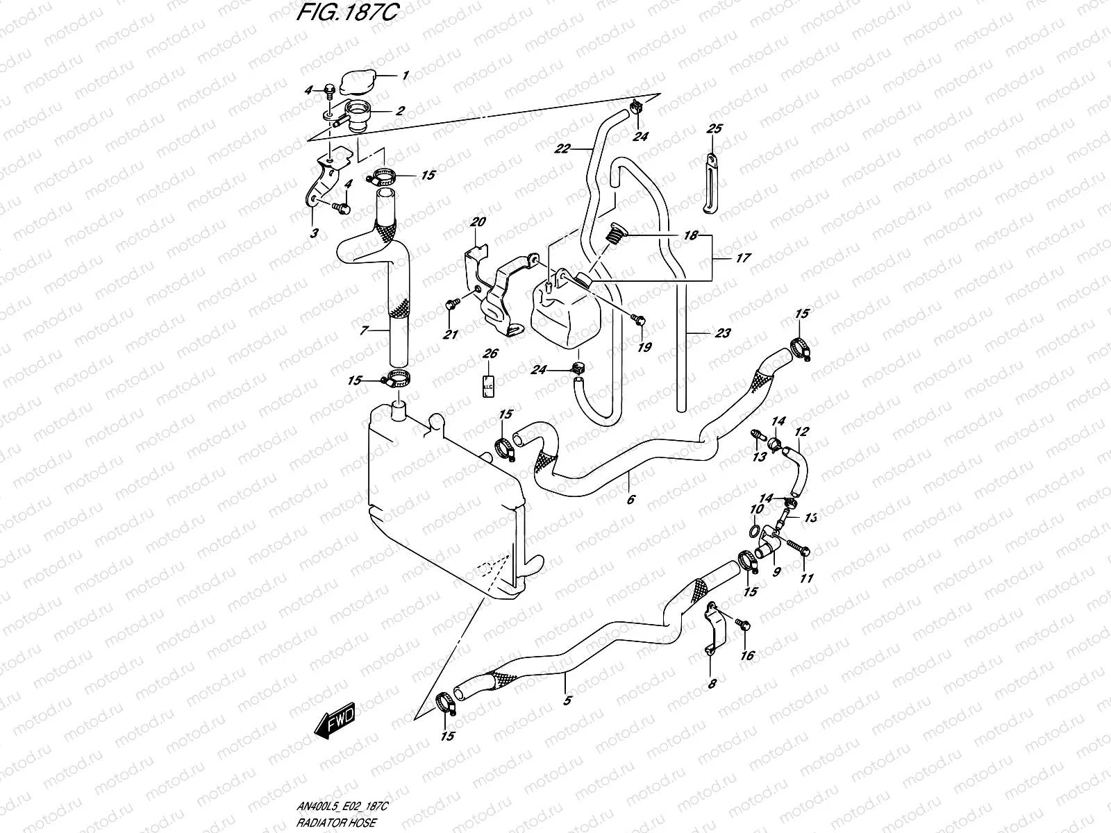 187C - RADIATOR HOSE (AN400AL5 E19)