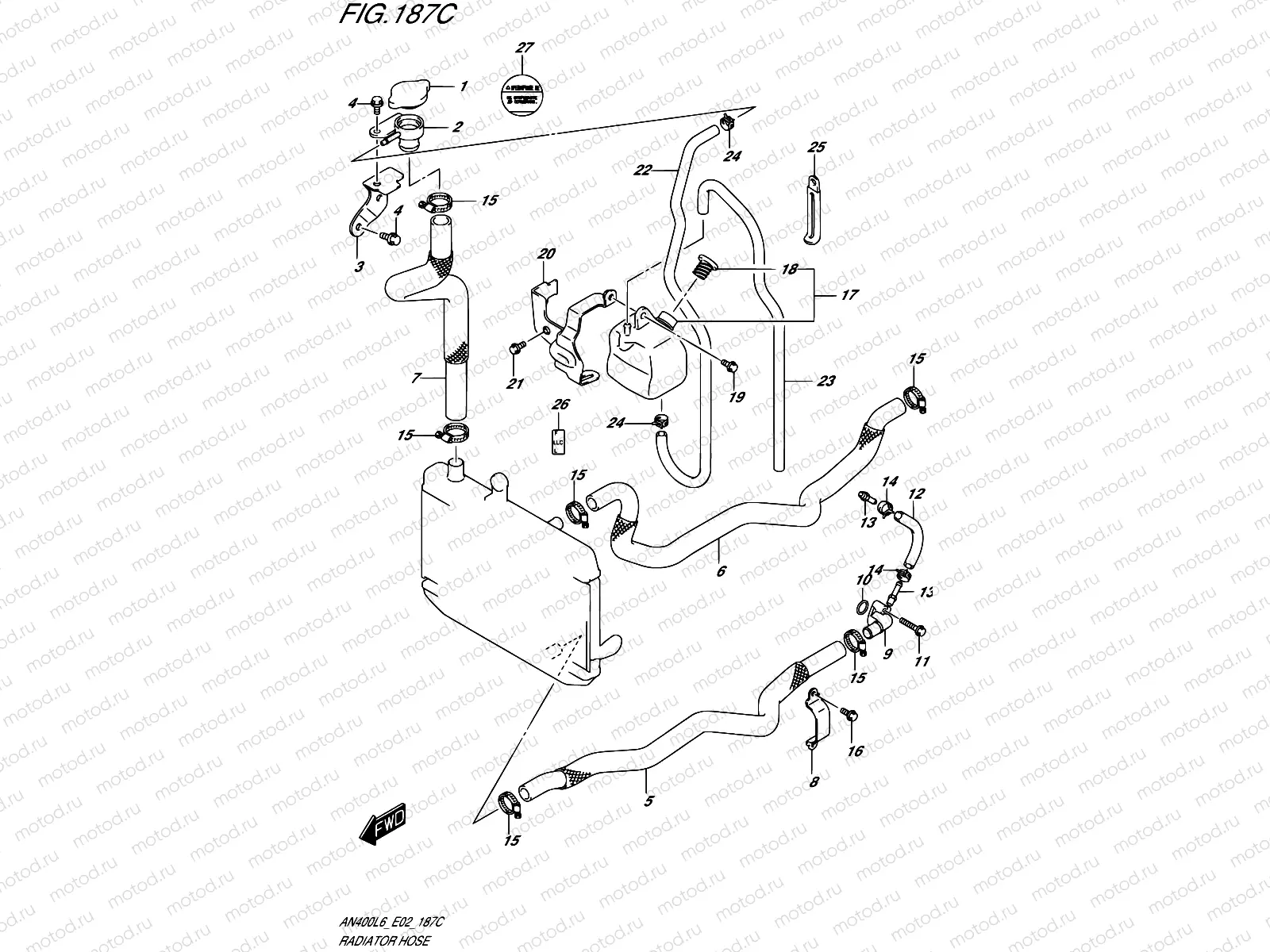 187C - RADIATOR HOSE (AN400AL6 E19)