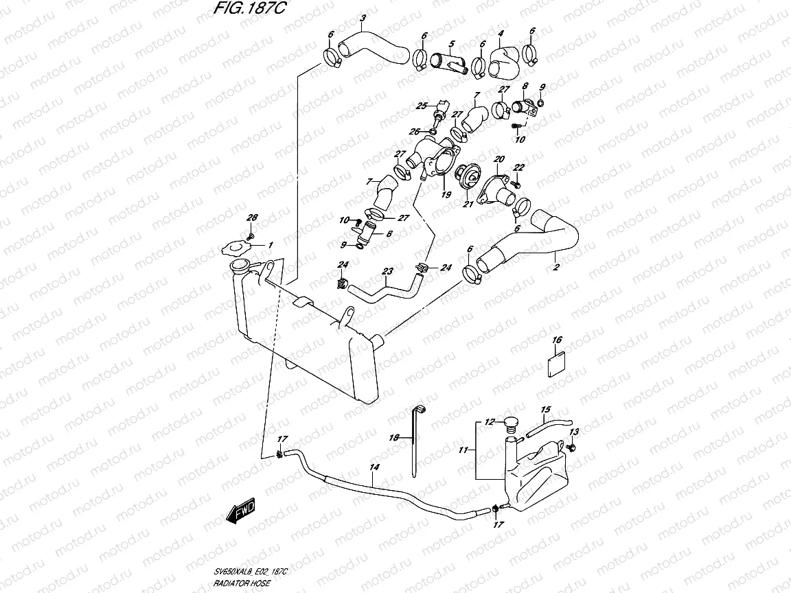 187C - RADIATOR HOSE (SV650XAUL8 E02)