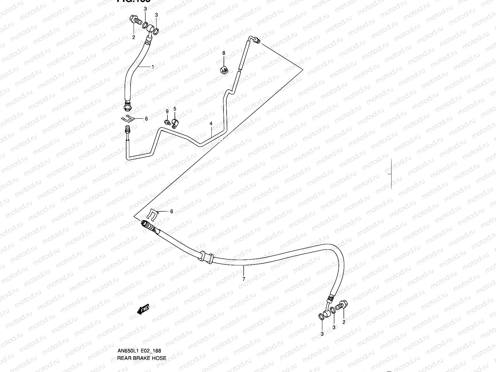188 - REAR BRAKE HOSE (AN650L1 E19)