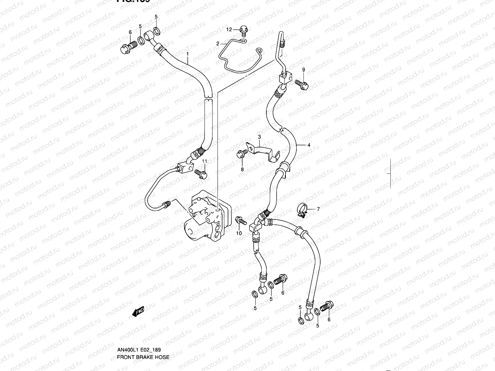 189 - FRONT BRAKE HOSE (AN400ZAL1 E19)