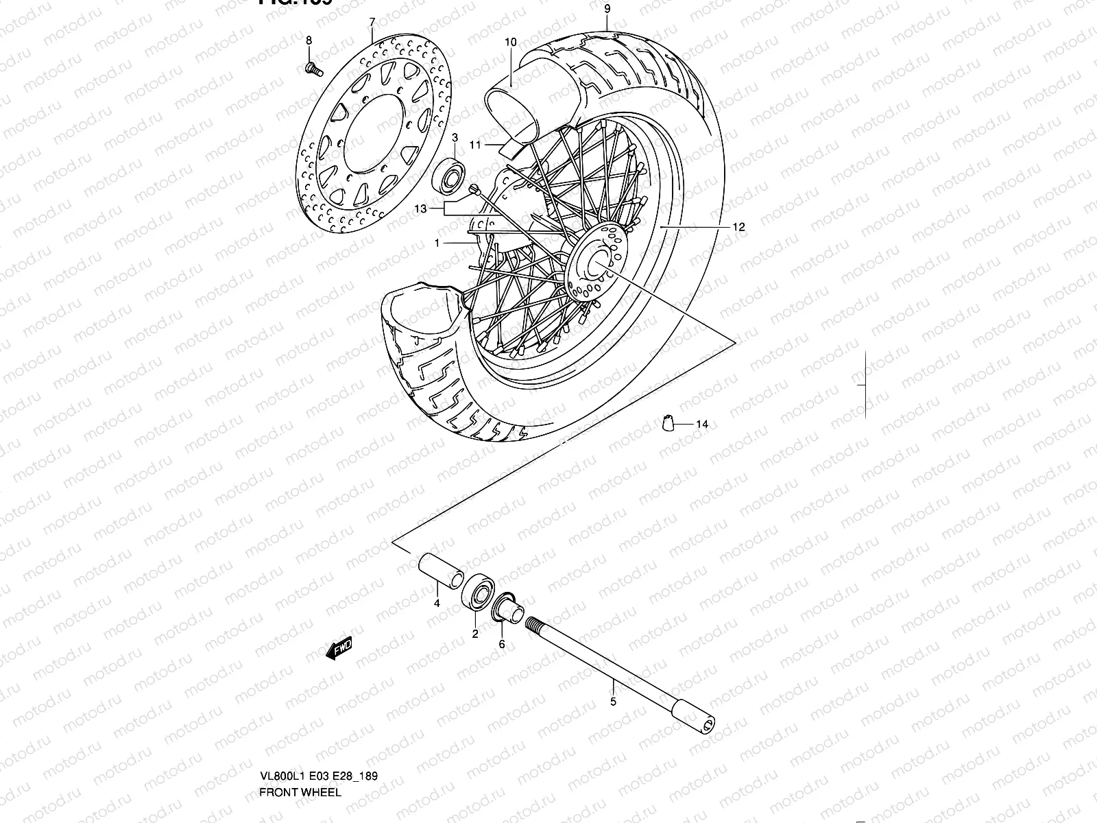 189 - FRONT WHEEL (VL800TL1 E03)