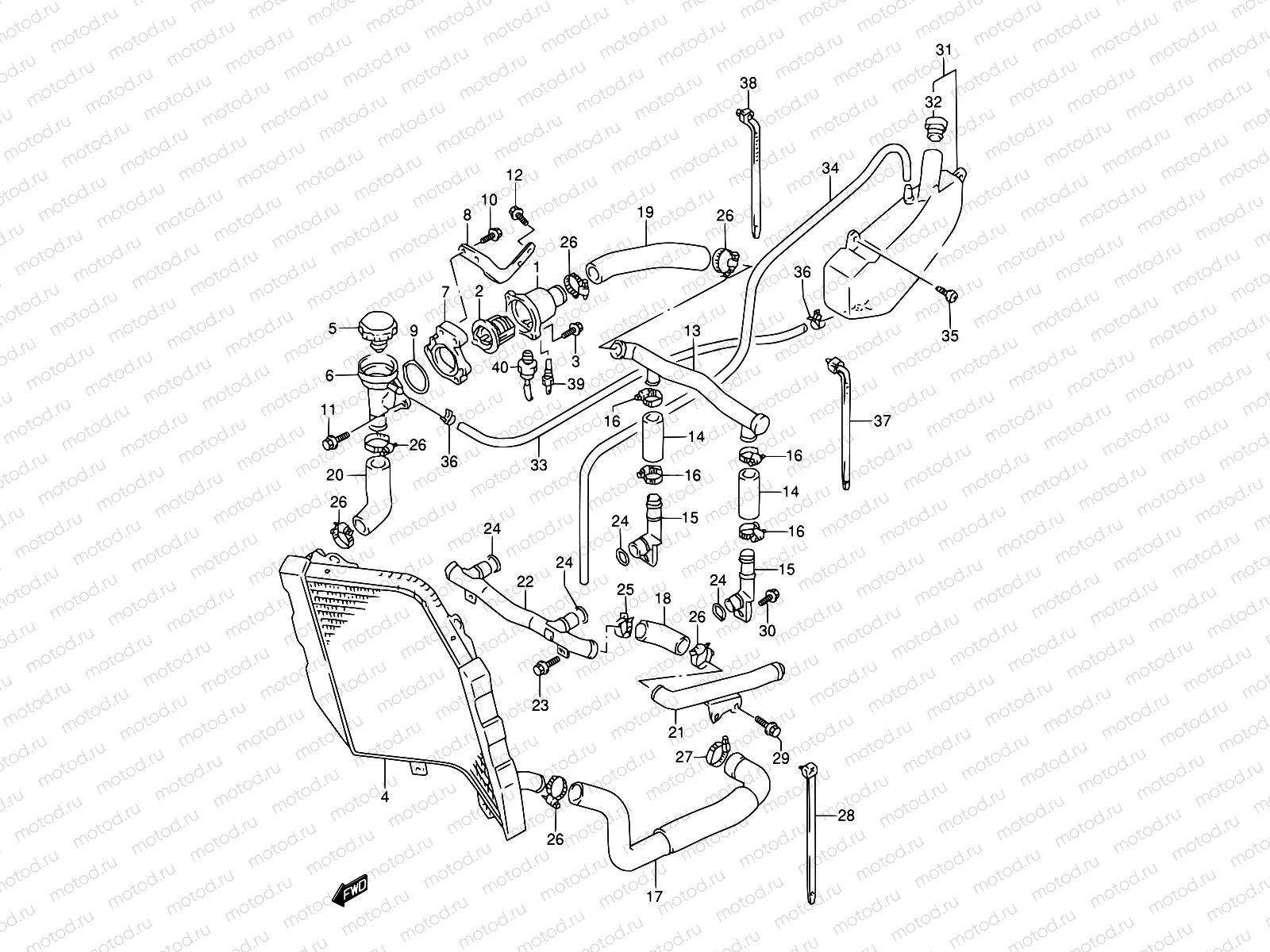 18A - RADIATOR HOSE (MODEL S/T/V/W)