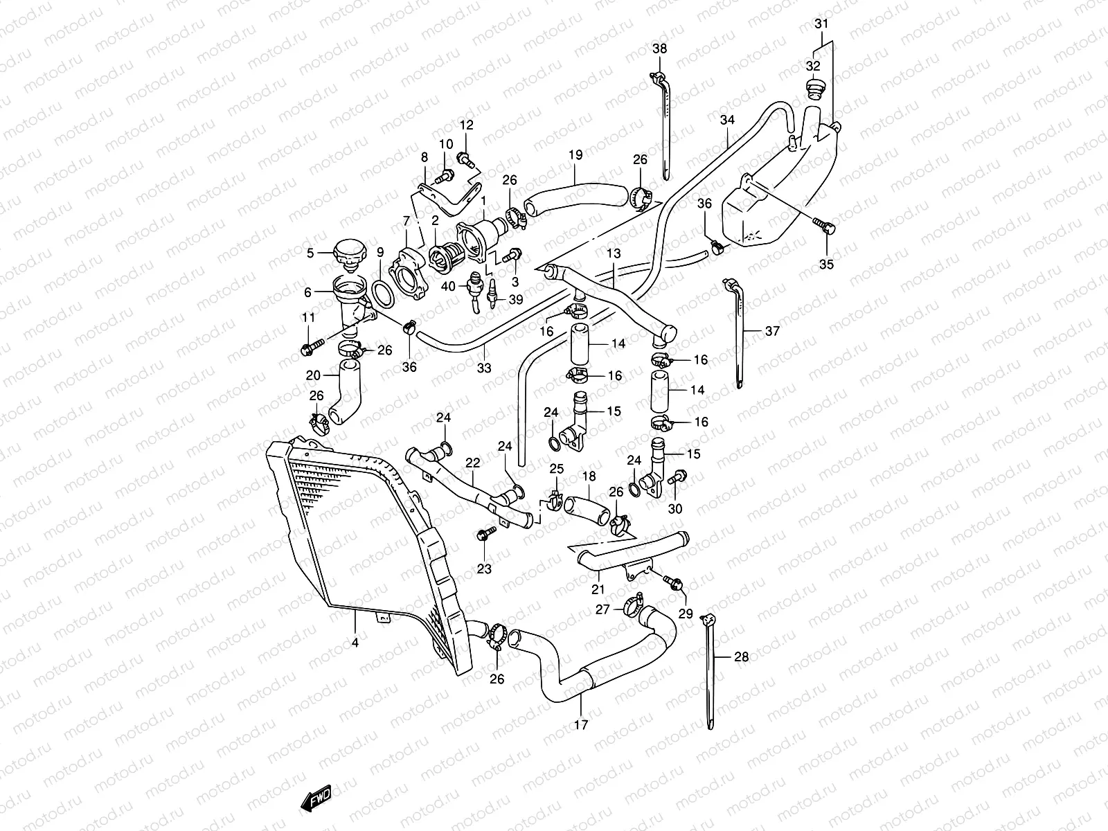 18A - RADIATOR HOSE (MODEL S/T/V/W)