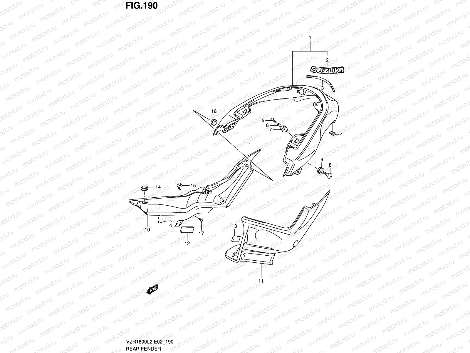 190 - REAR FENDER (VZR1800L2 E51)