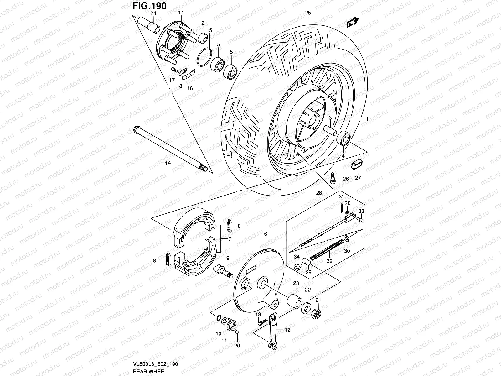 190 - REAR WHEEL (VL800CL3 E19)