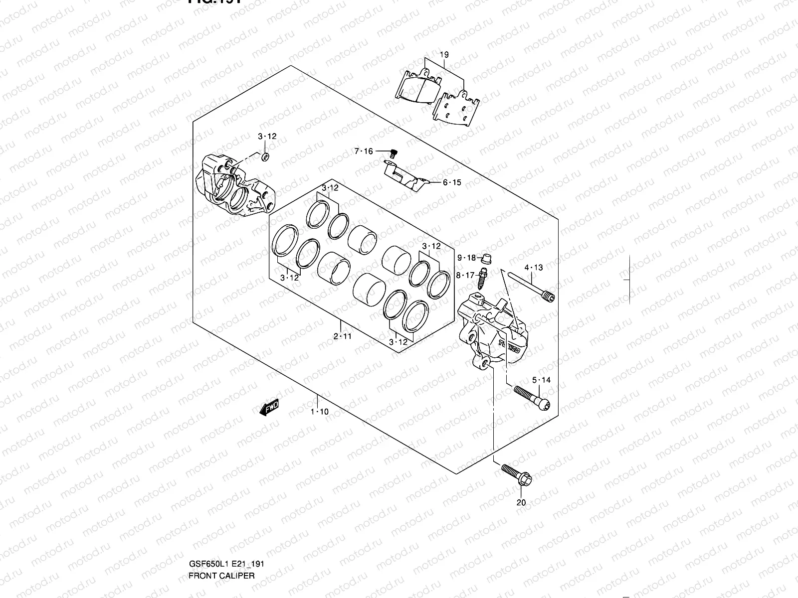 191 - FRONT CALIPER (GSF650AL1 E21)