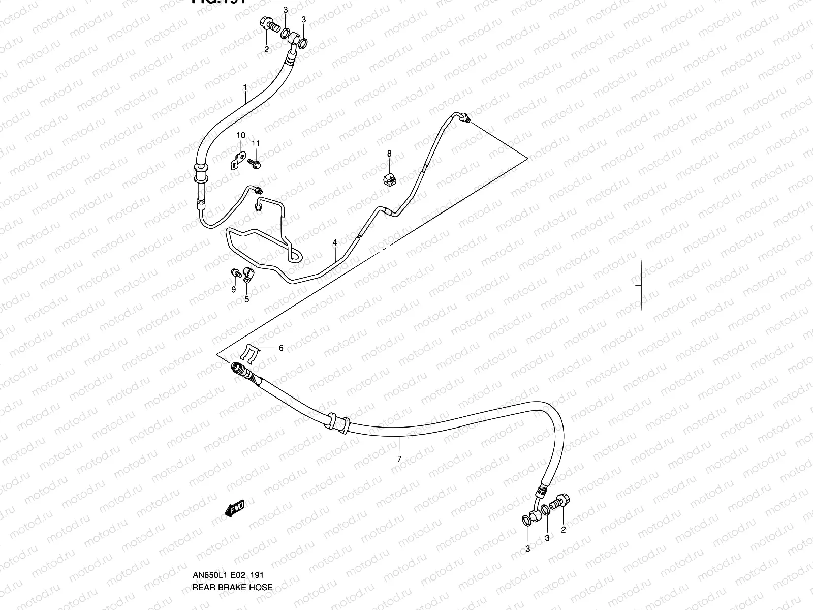 191 - REAR BRAKE HOSE (AN650AL1 E24)
