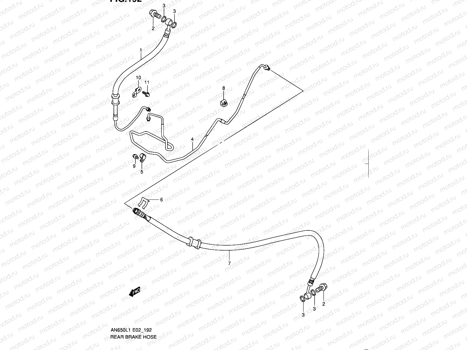 192 - REAR BRAKE HOSE (AN650AL1 E51)