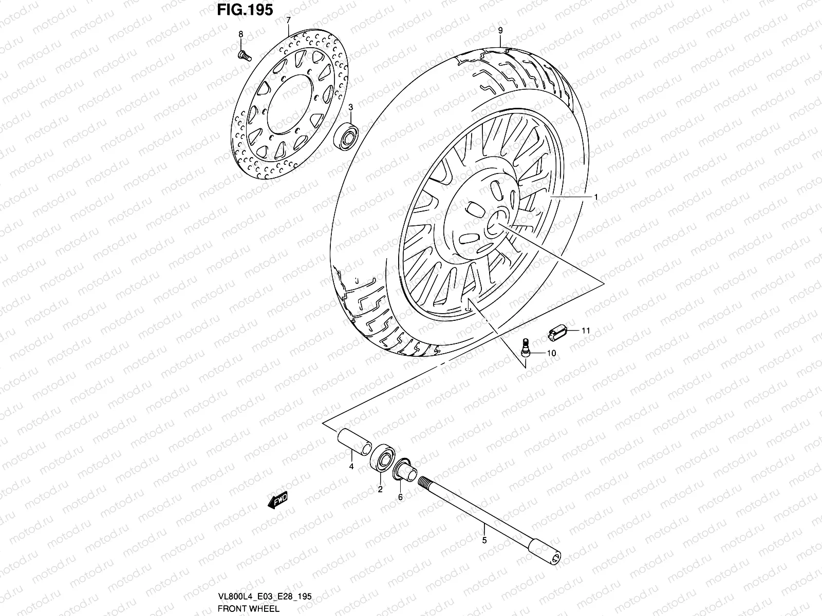 195 - FRONT WHEEL (VL800CL4 E28)