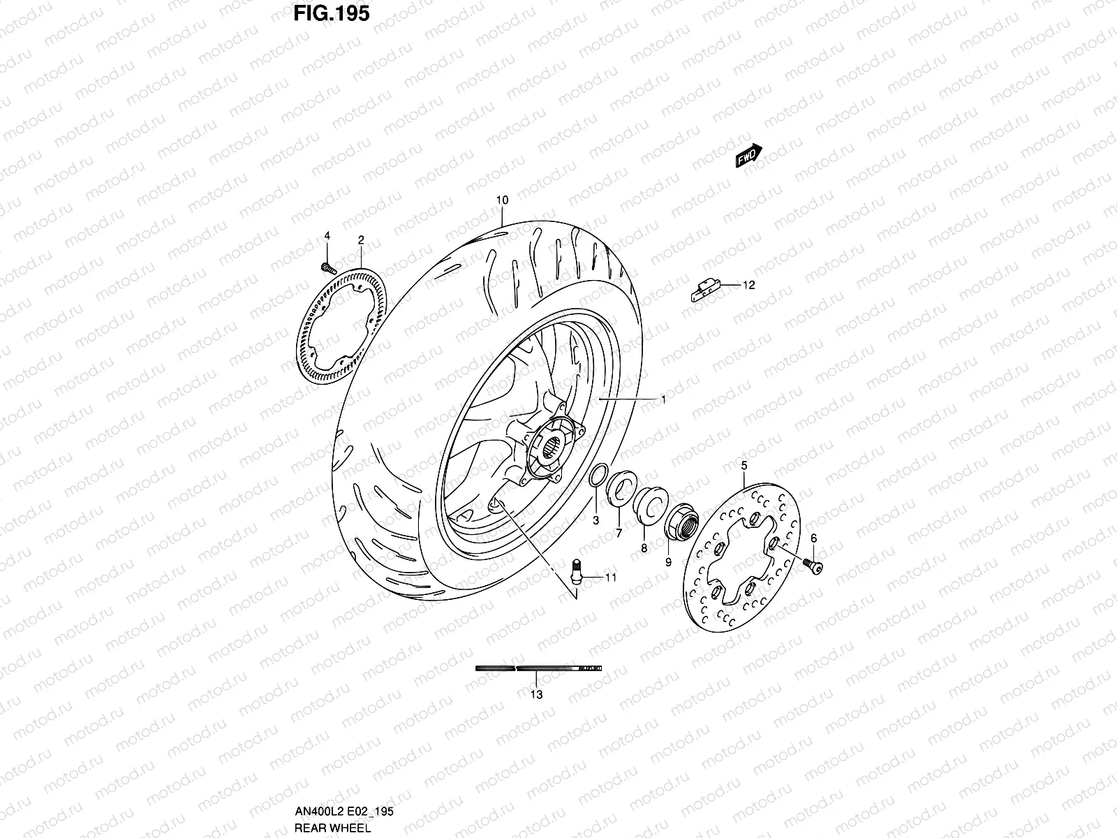 195 - REAR WHEEL (AN400ZAL2 E51)