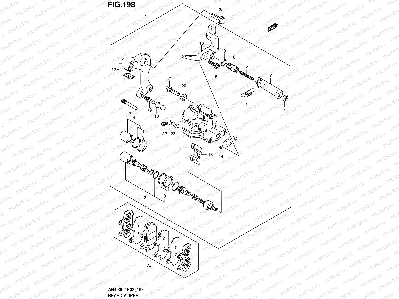 198 - REAR CALIPER (AN400AL2 E19)