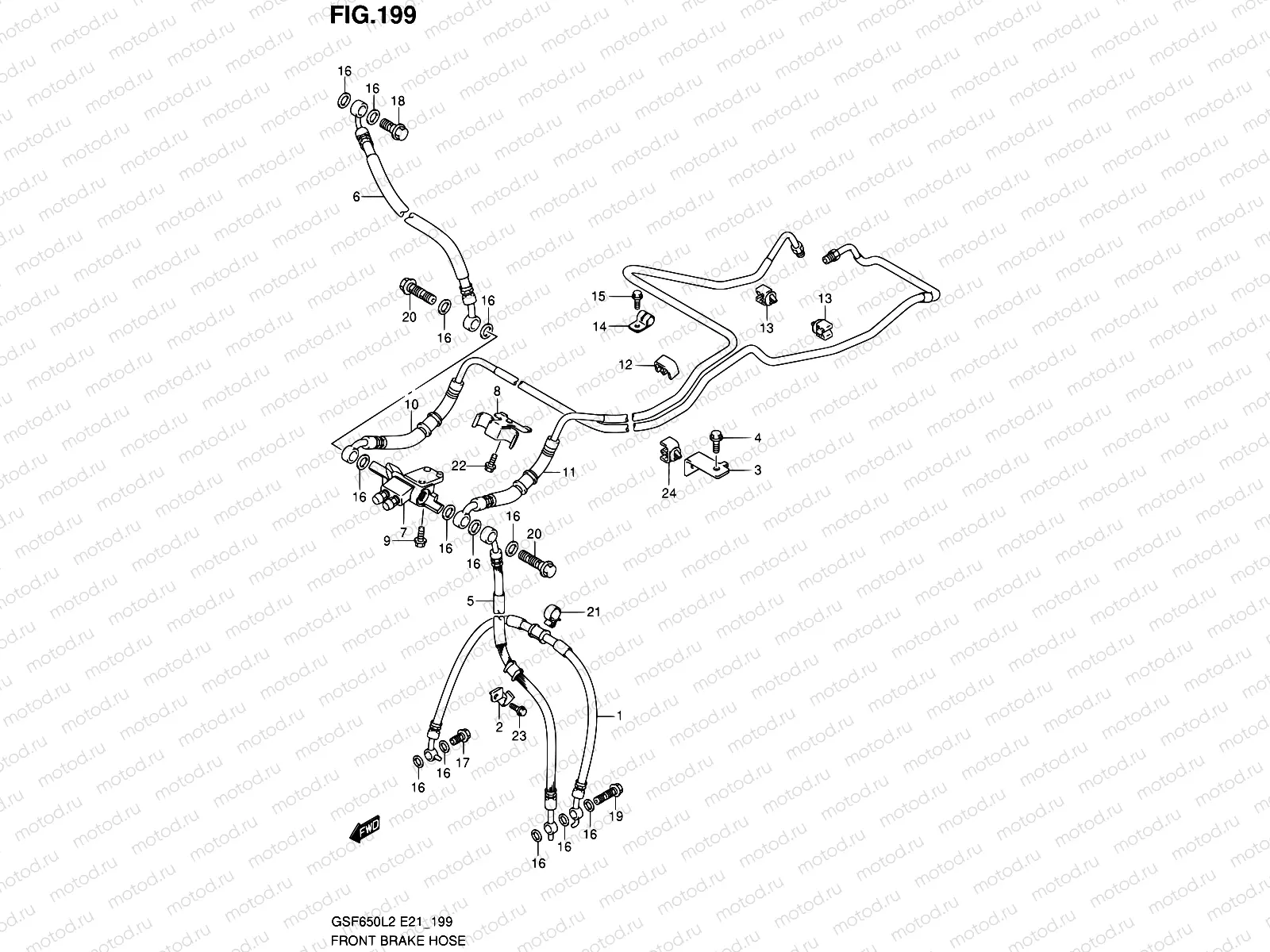 199 - FRONT BRAKE HOSE (GSF650AL2 E21)