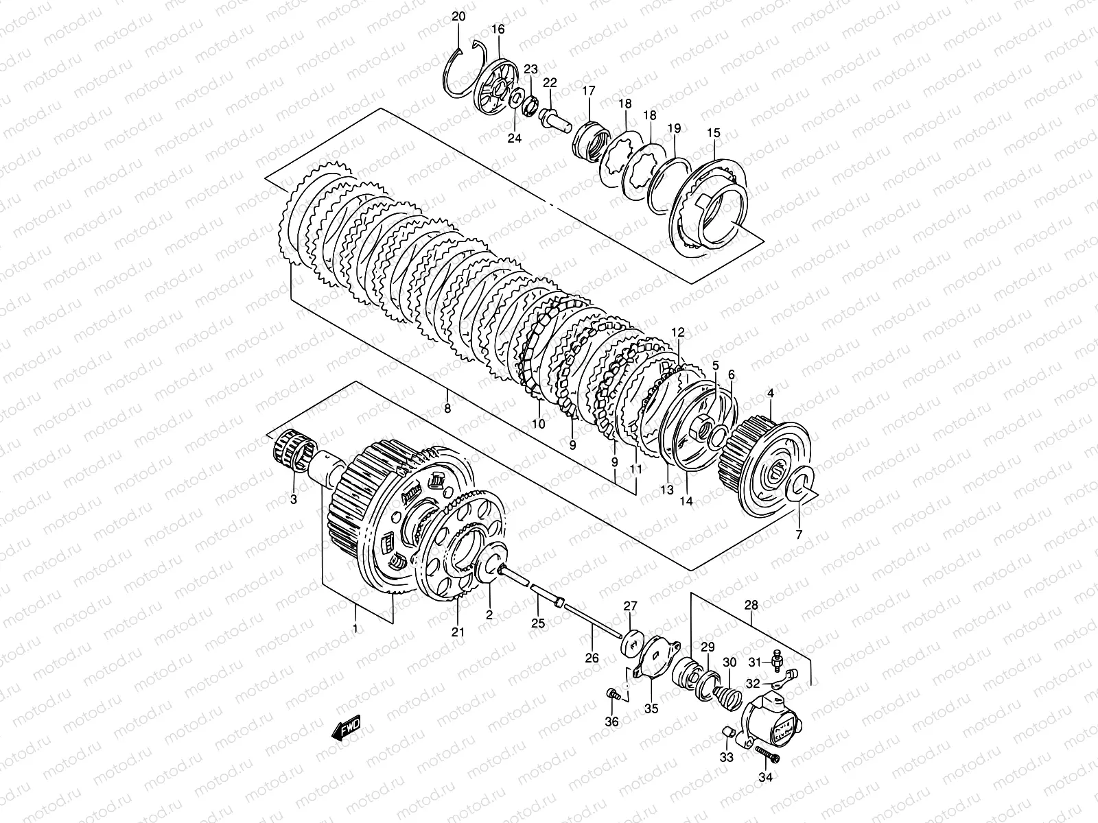 19A - CLUTCH (MODEL S/T/V/W)