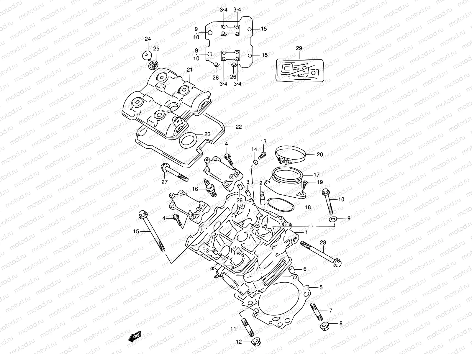 1A - FRONT CYLINDER HEAD (MODEL W/X/Y/K1)