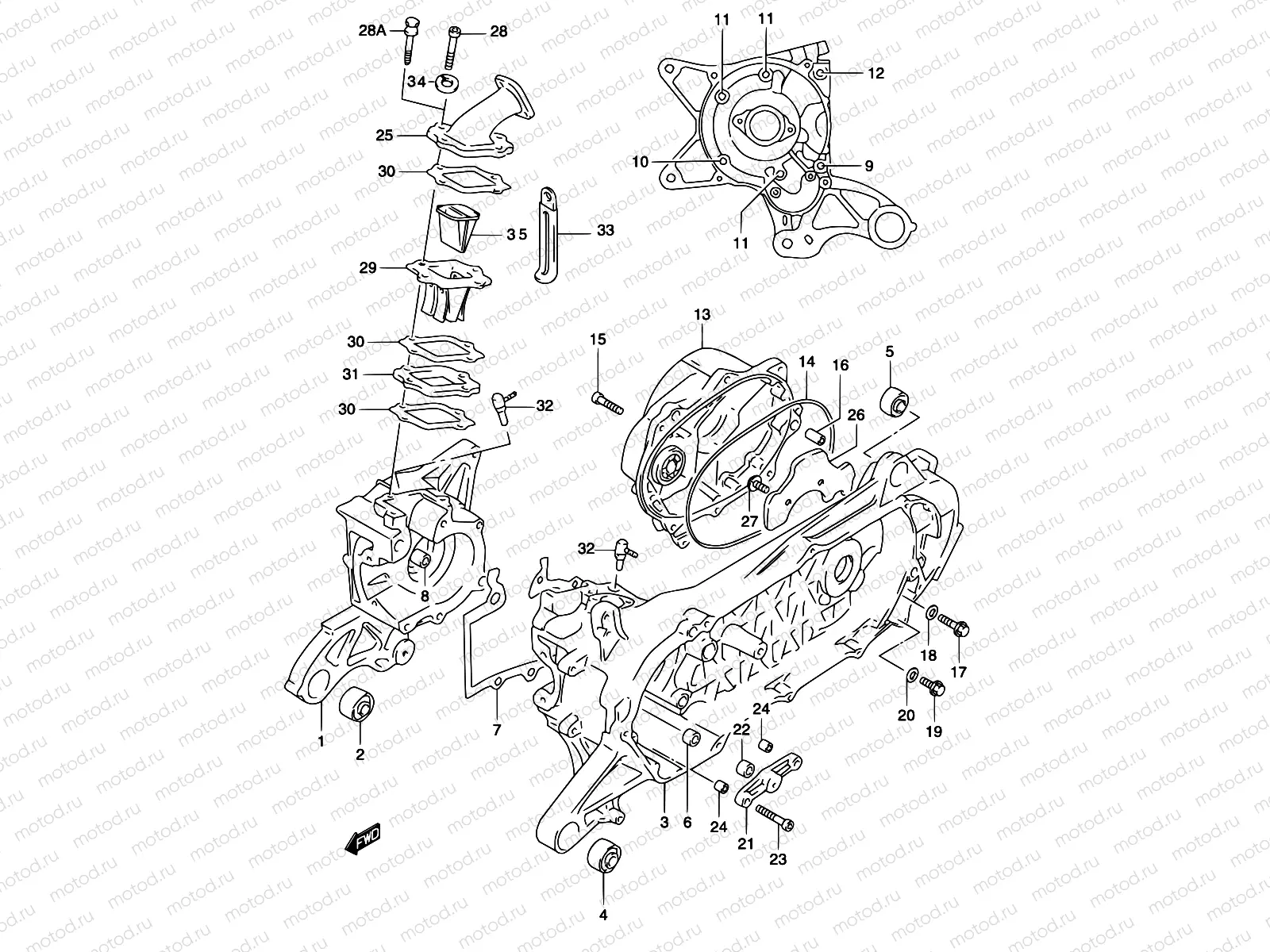 2 - CRANKCASE (MODEL AY50WR K1)