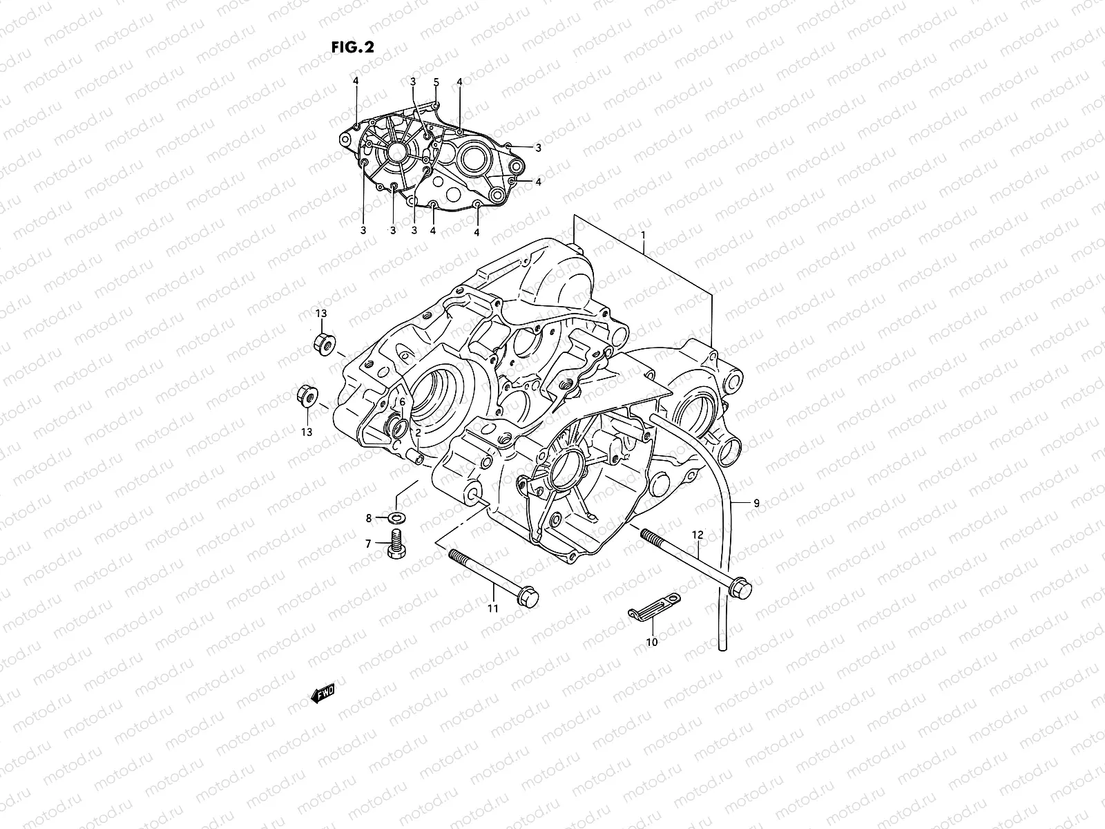 2 - CRANKCASE (MODEL G/H)