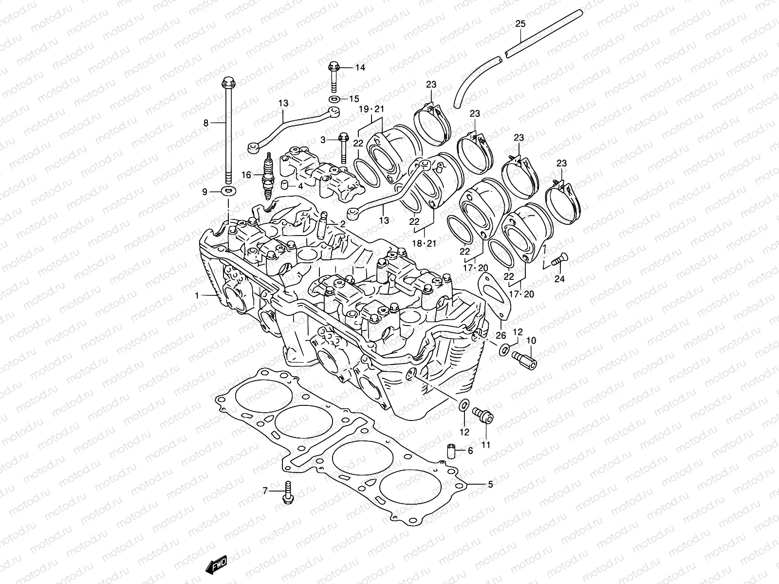 2 - CYLINDER HEAD (MODEL P/R)