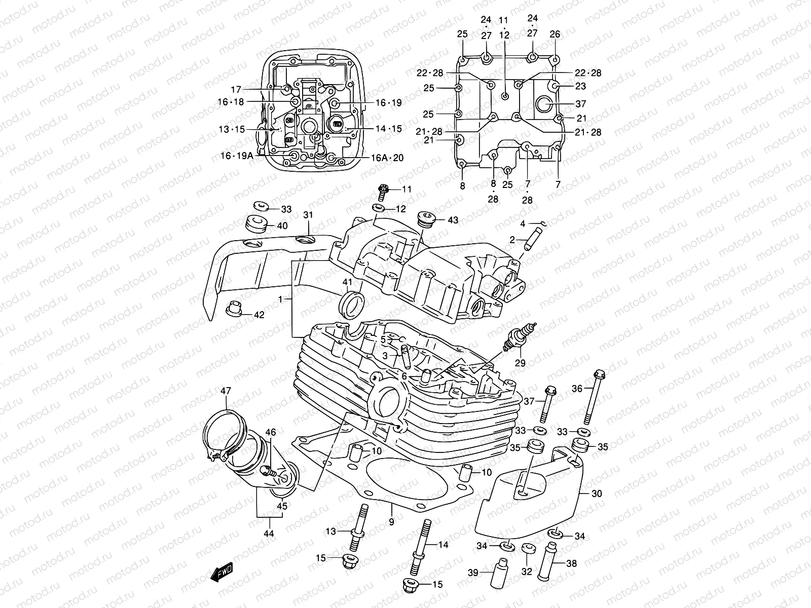 2 - CYLINDER HEAD (REAR)(MODEL W/X/Y)