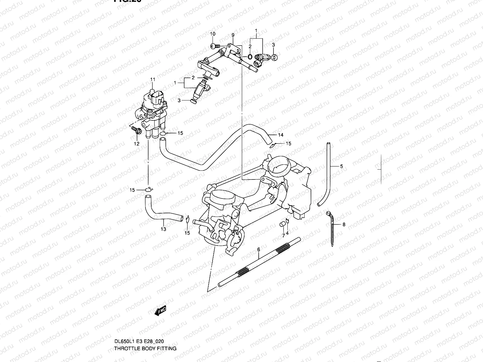 20 - THROTTLE BODY FITTING (DL650AL1 E03)