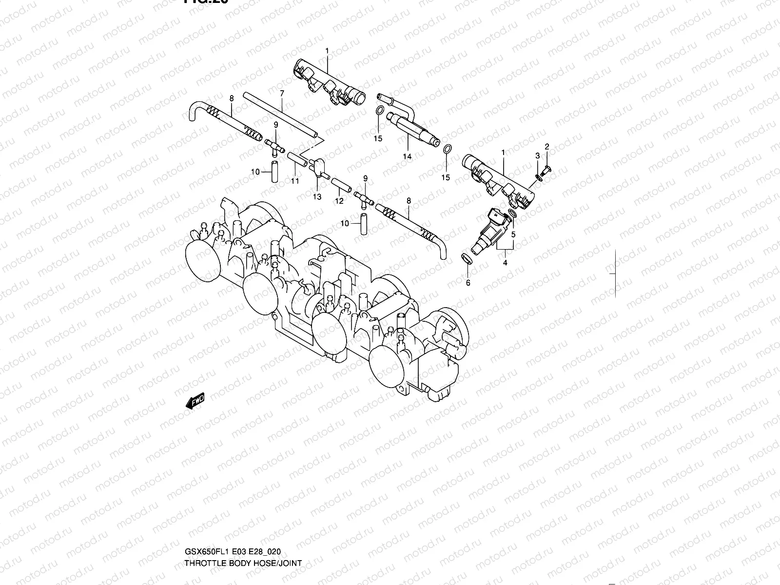 20 - THROTTLE BODY HOSE/JOINT (GSX650FAL1 E28)