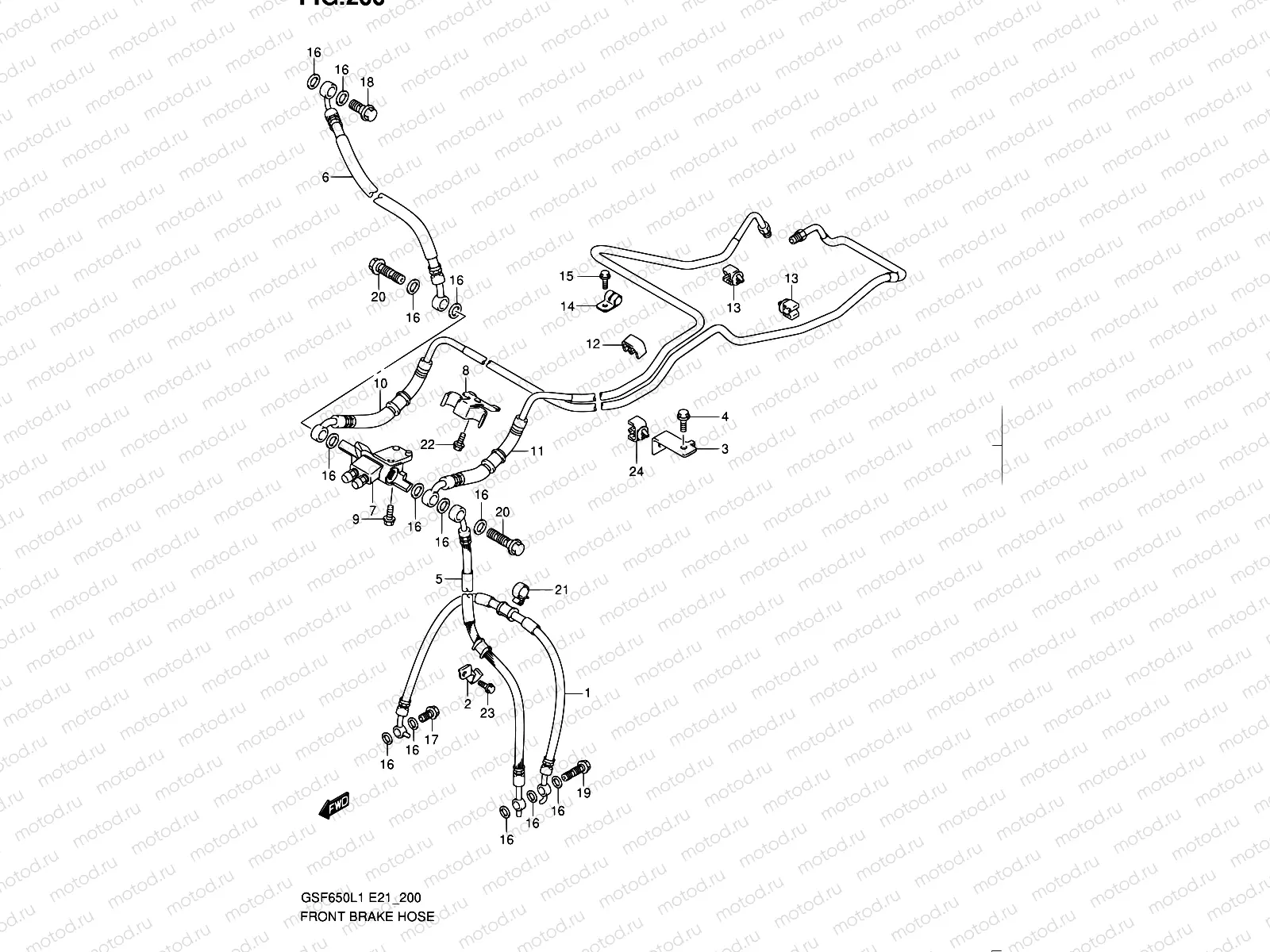 200 - FRONT BRAKE HOSE (GSF650UAL1 E21)