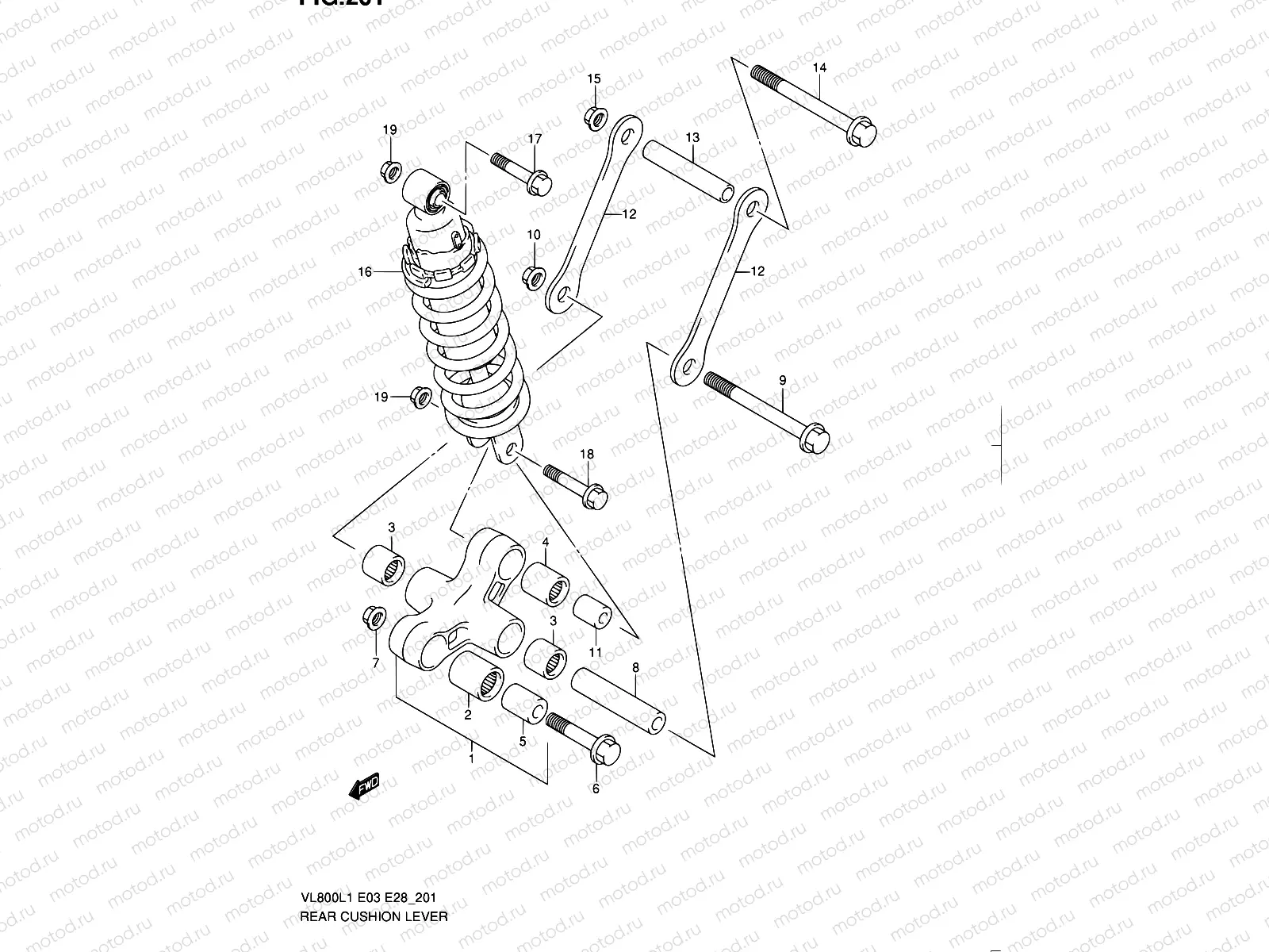 201 - REAR CUSHION LEVER (VL800TL1 E03)