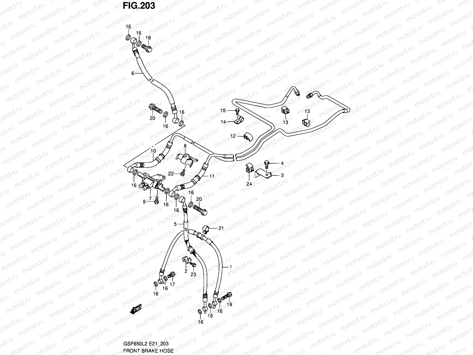 203 - FRONT BRAKE HOSE (GSF650SAL2 E21)