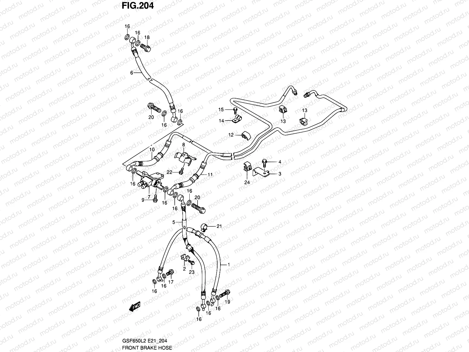 204 - FRONT BRAKE HOSE (GSF650SUAL2 E21)