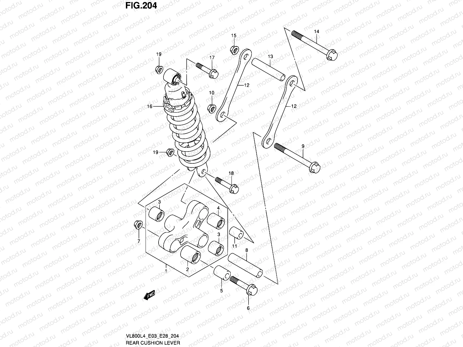 204 - REAR CUSHION LEVER (VL800L4 E28)