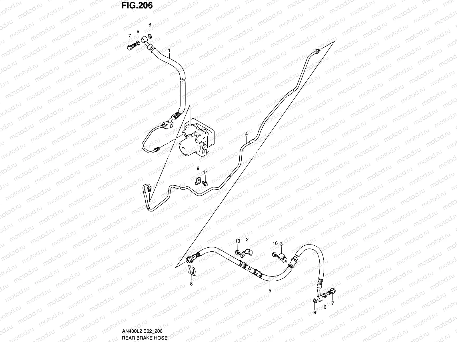 206 - REAR BRAKE HOSE (AN400AL2 E24)