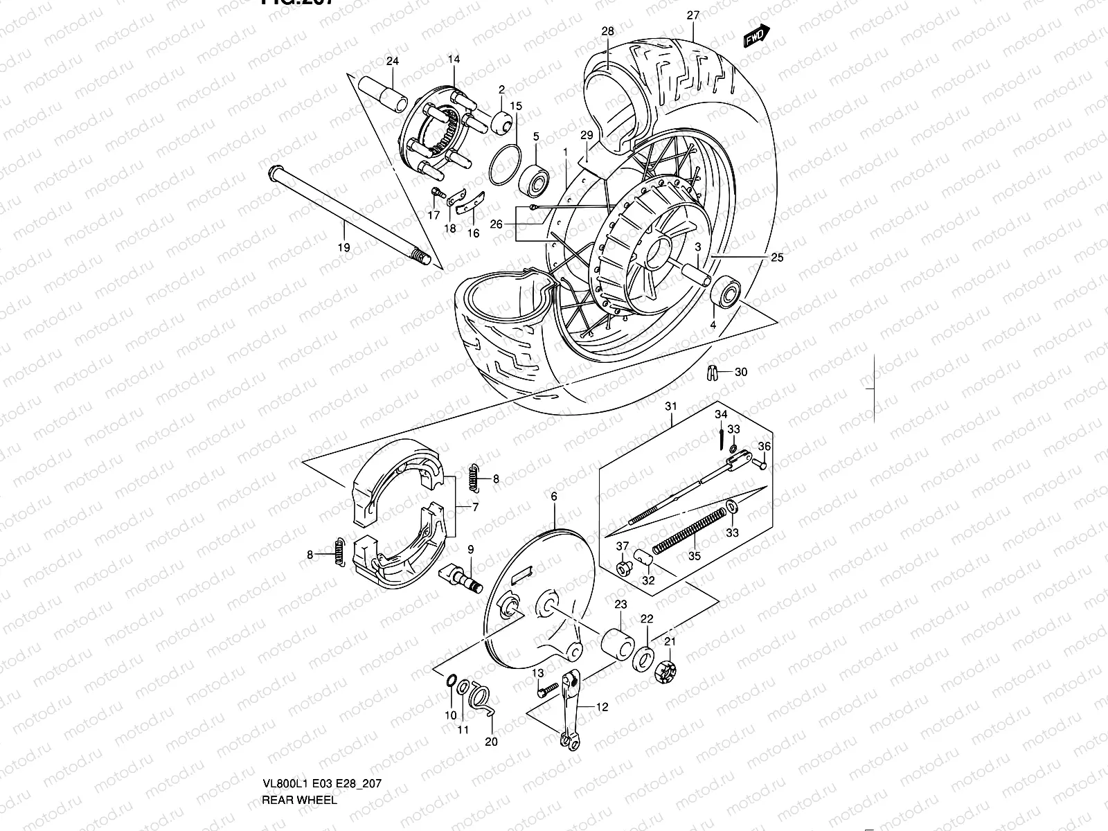 207 - REAR WHEEL (VL800TL1 E03)