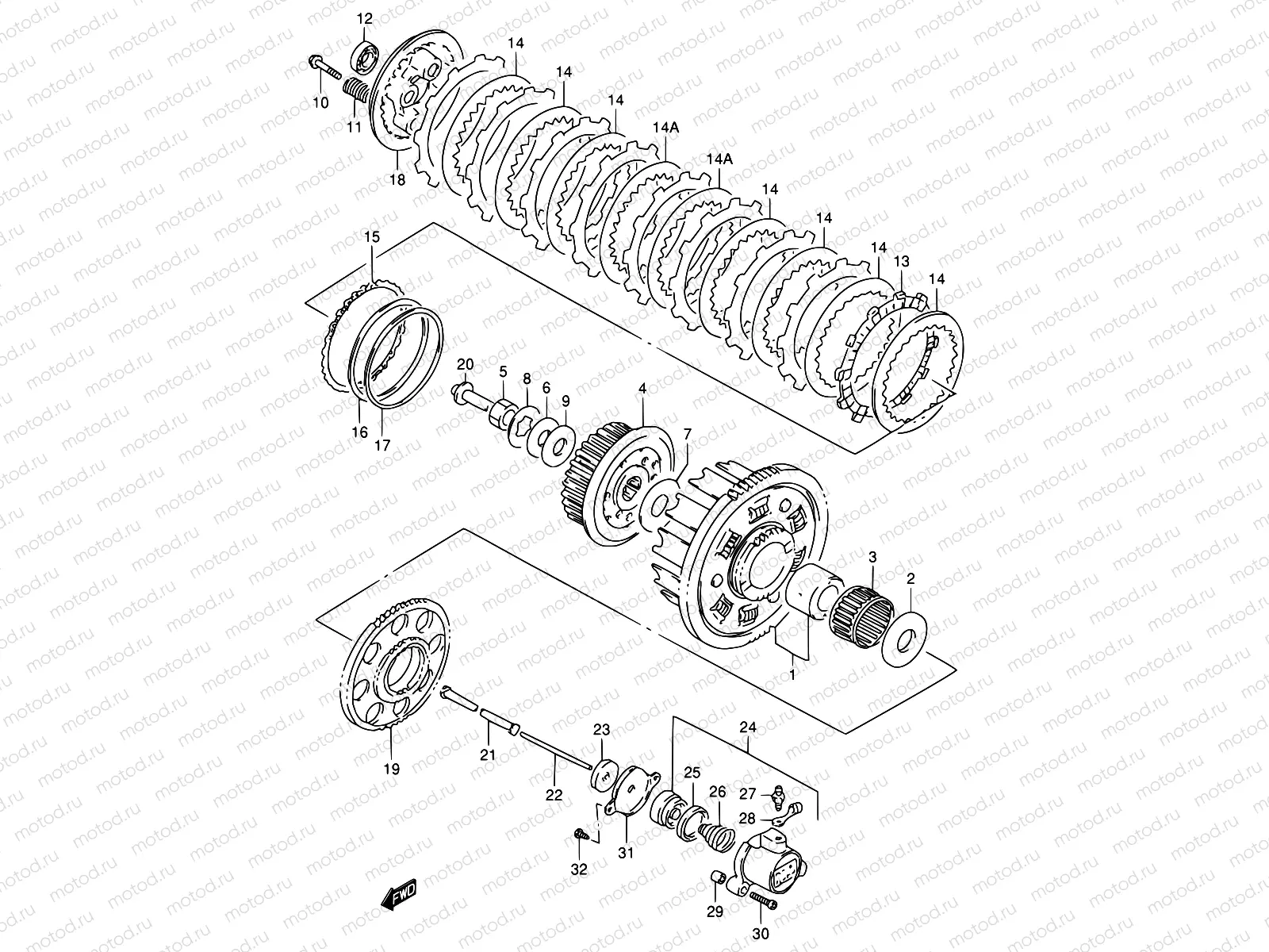 20A - CLUTCH (MODEL S/T/V/W)