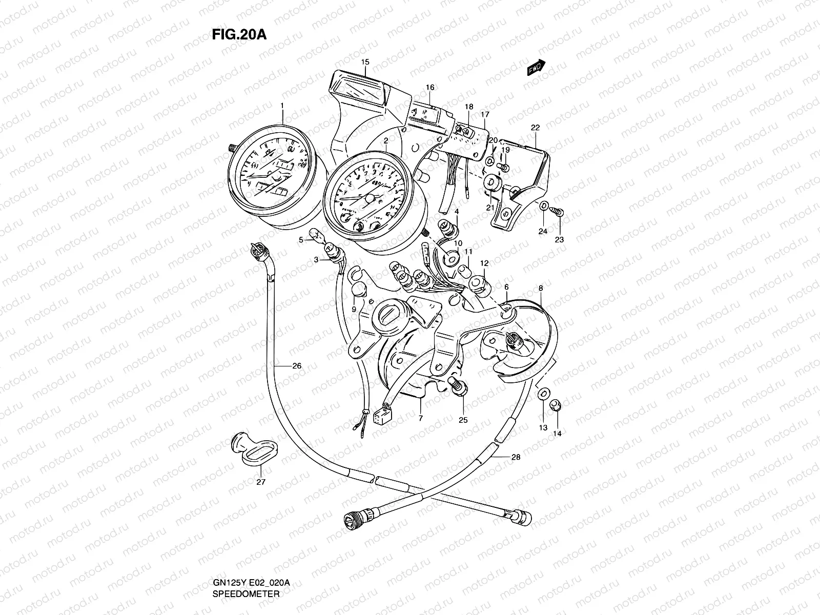 20A - SPEEDOMETER - TACHOMETER (MODEL V/W/X/Y/K1 E01,E30)