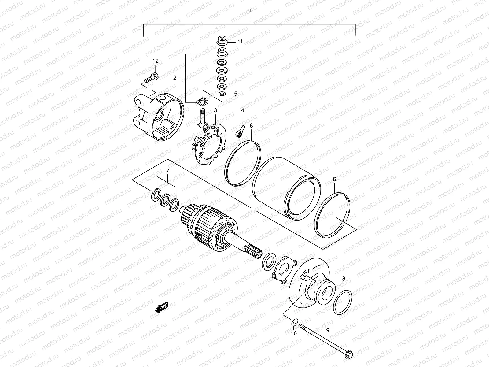 20A - STARTING MOTOR (MODEL T/V/W/X)