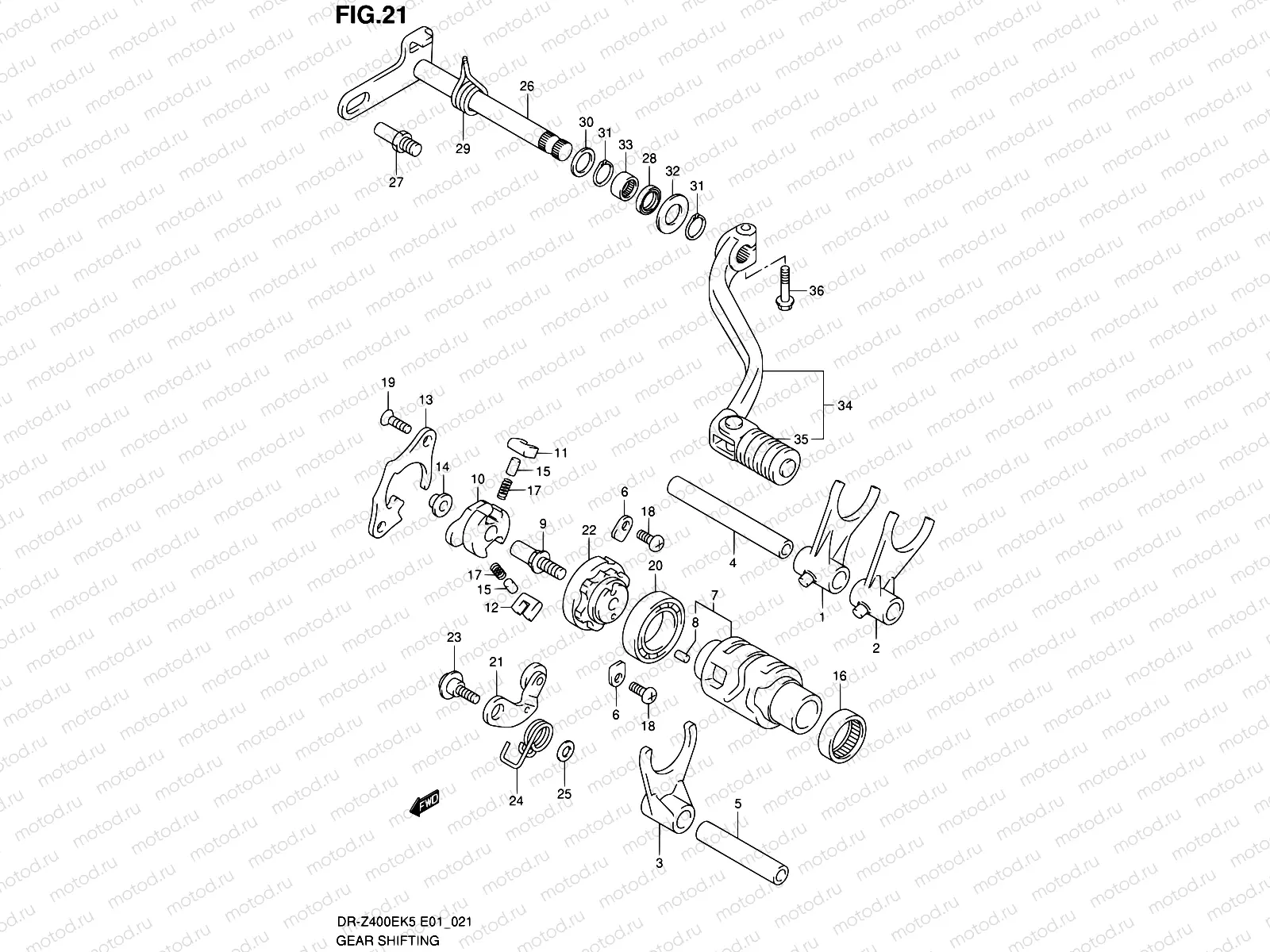 21 - GEAR SHIFTING (DR-Z400EK5/K6/K7 E01,P37)