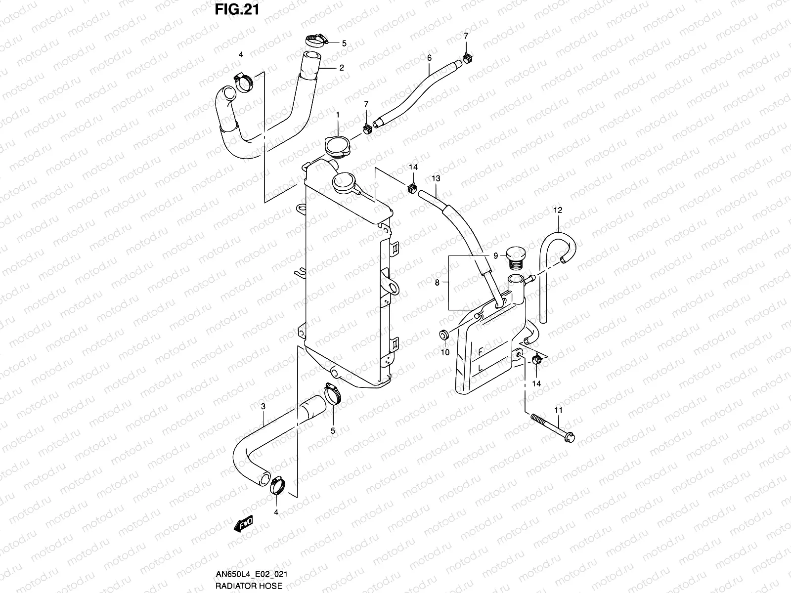 21 - RADIATOR HOSE (AN650L4 E19)