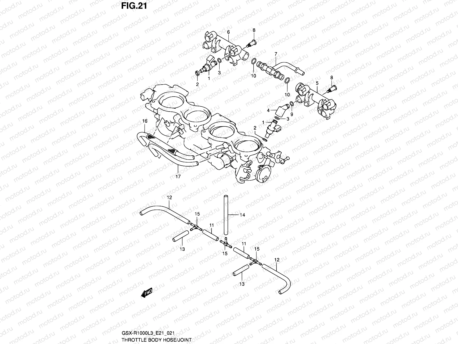 21 - THROTTLE BODY HOSE/JOINT (GSX-R1000ZL3 E21)