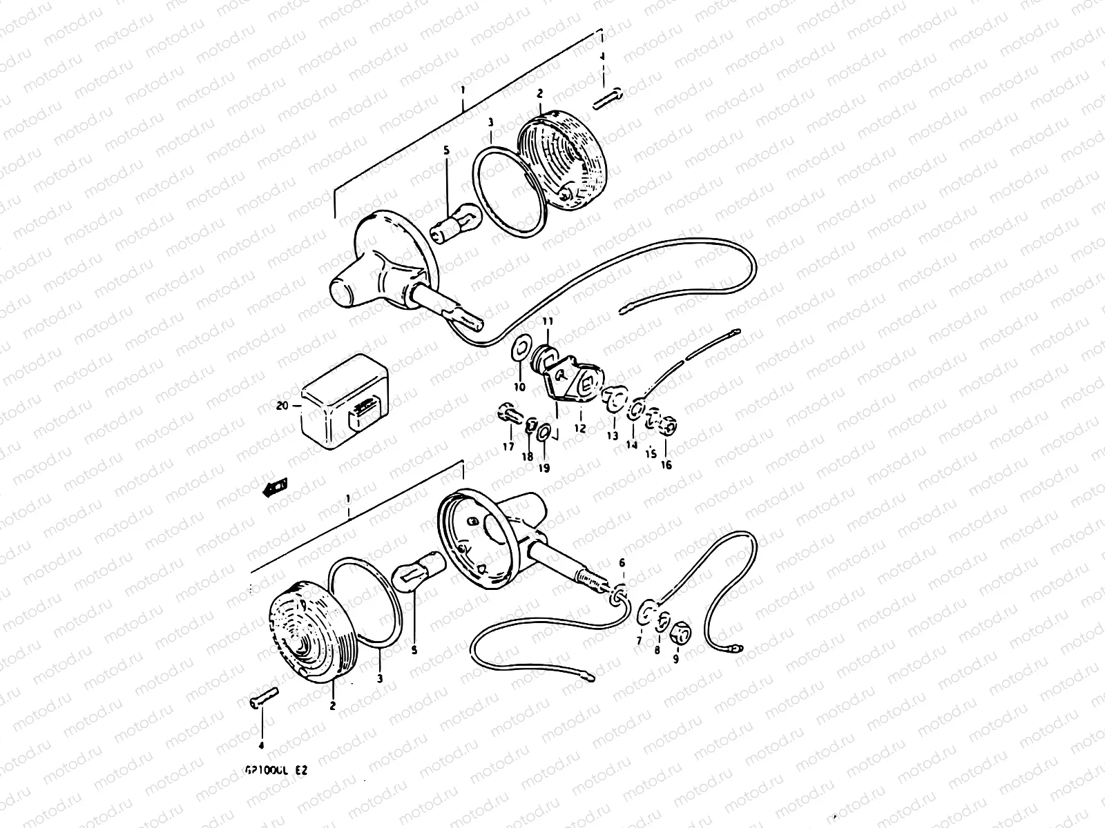 21 - TURN SIGNAL LAMP (GP100UD/UL E02 F.NO. 107351-)