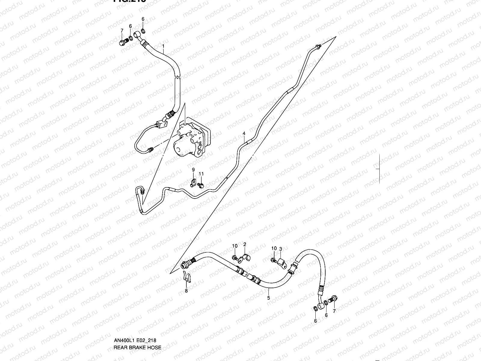 218 - REAR BRAKE HOSE (AN400AL1 E24)