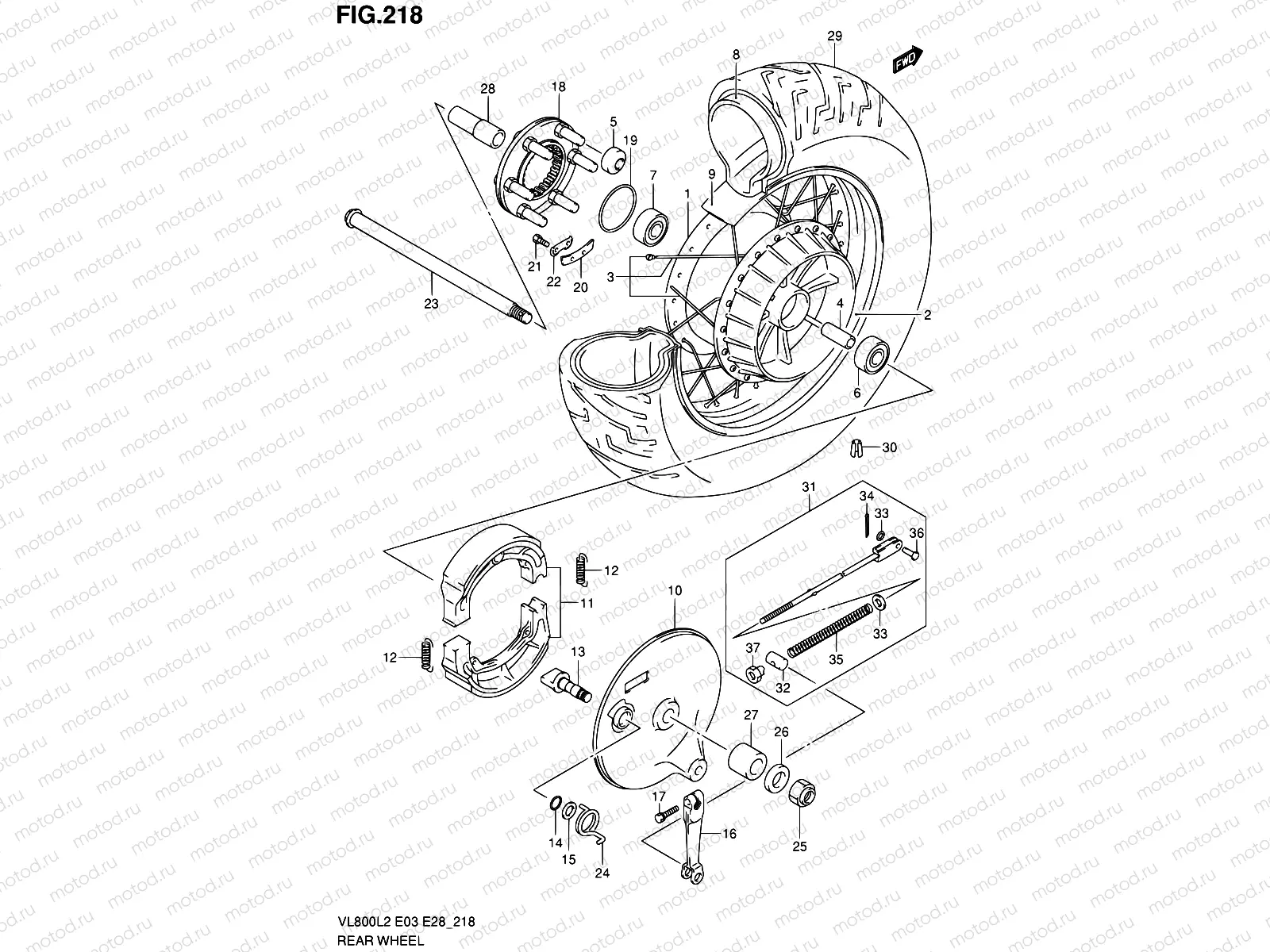 218 - REAR WHEEL (VL800TL2 E03)